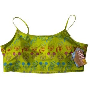 Disney Parks Bikini Top NWT Size 2X Mickey & Friends Neon Print Swim Suit Top